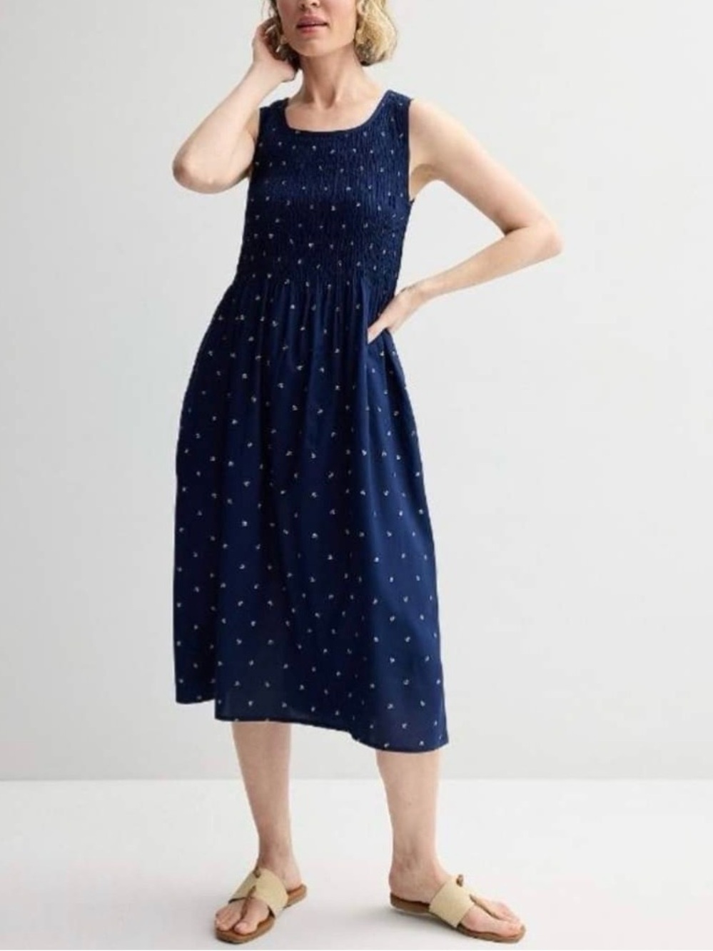 Croft and Barrow Smocked Bodice Midi Dress